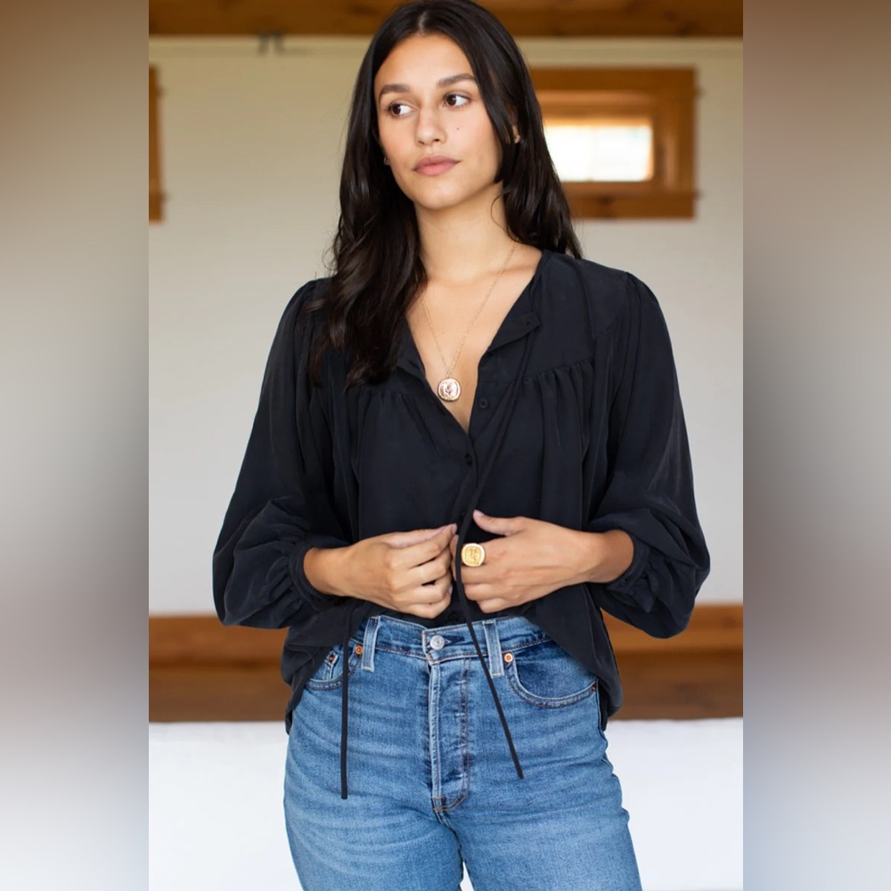 EMERSON FRY POET BLOUSE - BLACK